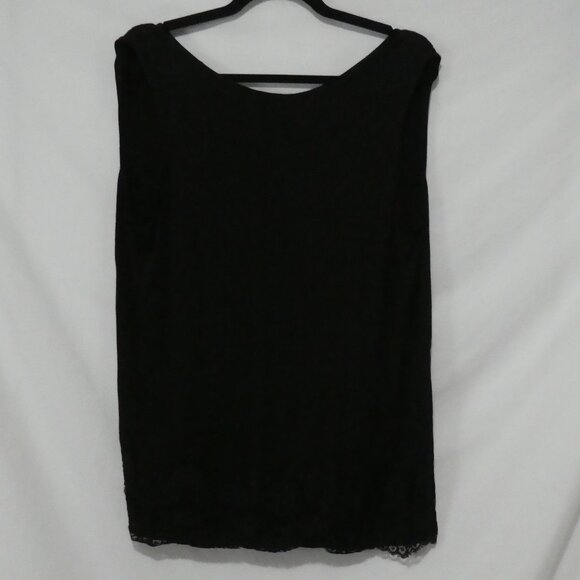 ADDITION ELLE | 1X | Black Sleeveless Top With Lace Trim Hem - Picture 2 of 14
